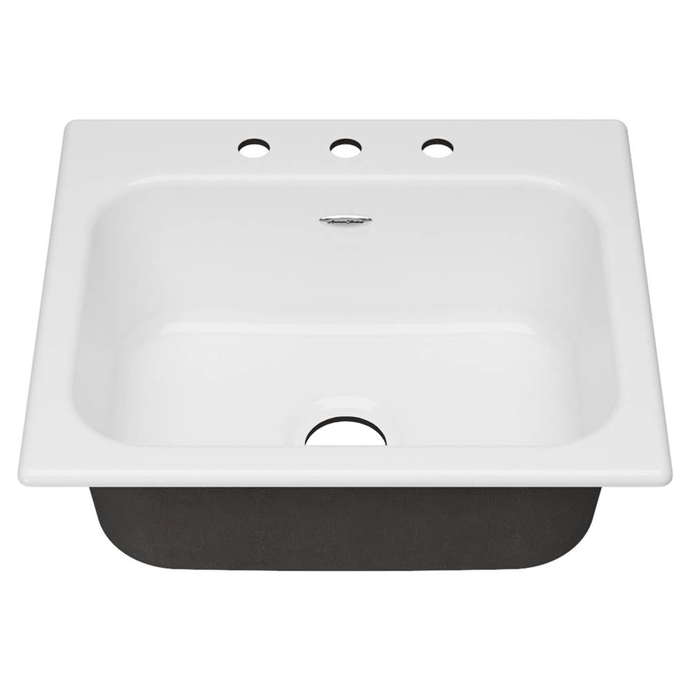 American Standard Quince® 25 x 22-Inch Cast Iron 3-Hole Drop-In Single Bowl Kitchen Sink
