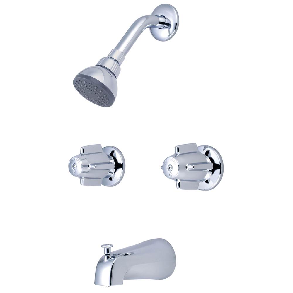 Central Brass TUB & SHOWER-2 CANOPY HDL 1/2'' DIRECT SWEAT 8'' CNTRS SHWR HEAD COMBO DVR SPT-PC
