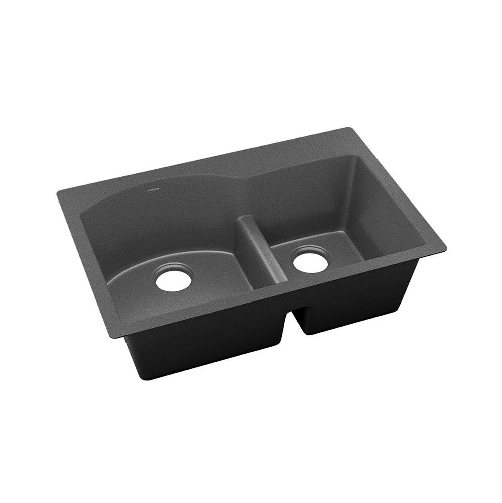 Elkay Reserve Selection Elkay Quartz Luxe 33'' x 22'' x 10'', Offset 60/40 Double Bowl Drop-in Sink with Aqua Divide, Charcoal
