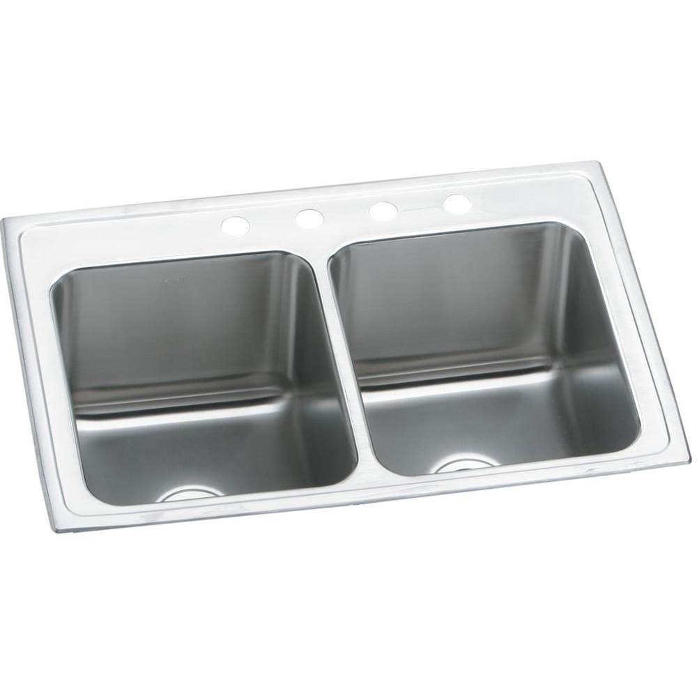 Elkay Lustertone Classic Stainless Steel 37'' x 22'' x 10-1/8'', 3-Hole Equal Double Bowl Drop-in Sink