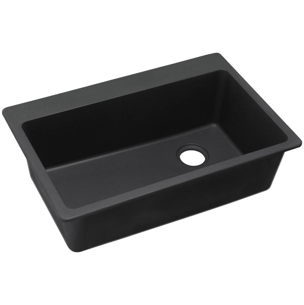 Elkay Quartz Classic 33'' x 22'' x 9-1/2'', Single Bowl Drop-in Sink, Black