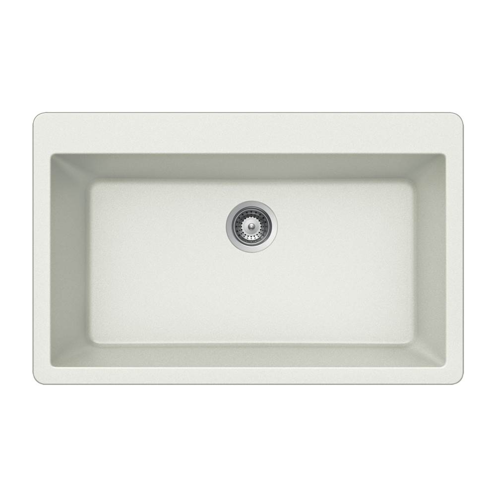 Hamat Granite Topmount Large Single Bowl Kitchen Sink, White