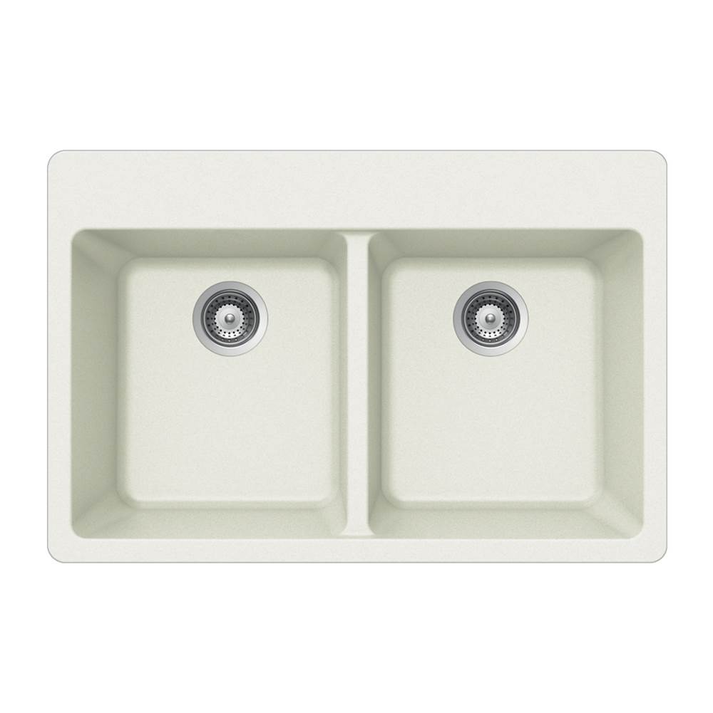 Hamat Topmount 50/50 Double Bowl Kitchen Sink, White