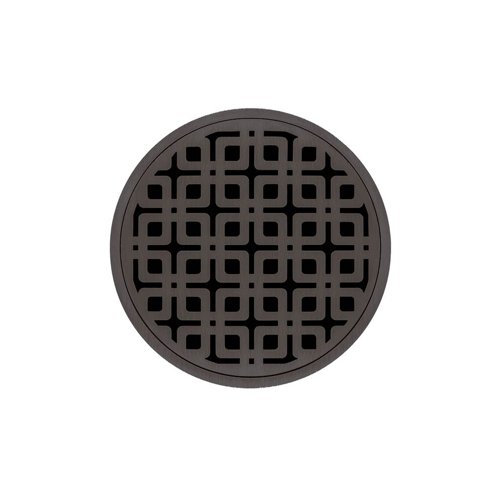 Infinity Drain 5'' Round RKD 5 Complete Kit with Link Pattern Decorative Plate in Oil Rubbed Bronze with Cast Iron Drain Body for Hot Mop, 2'' Outlet