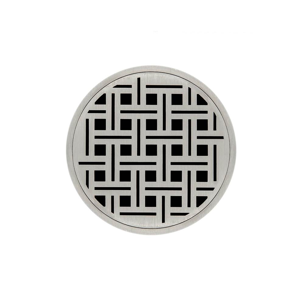 Infinity Drain 5'' Round Strainer with Weave Pattern Decorative Plate and 2'' Throat in Satin Stainless for RVD 5