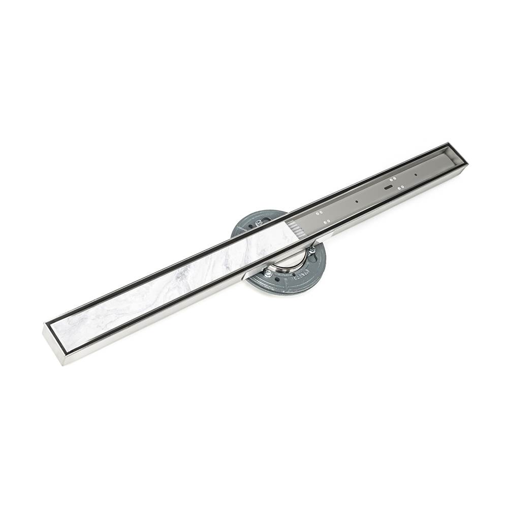 Infinity Drain 60'' S-Stainless Steel Series High Flow Complete Kit with Tile Insert Frame in Satin Stainless with PVC Drain Body, 3'' Outlet