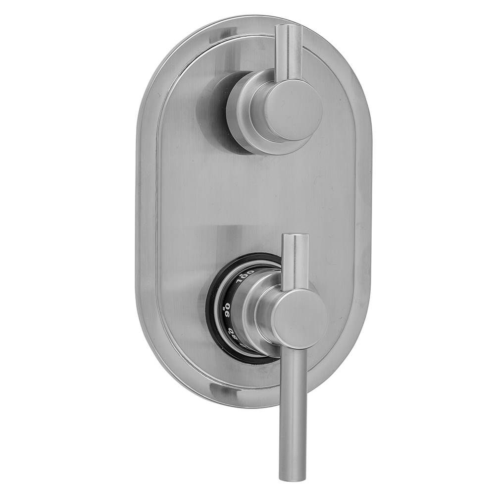 Jaclo Oval Plate with Contempo Peg Lever Thermostatic Valve with Short Peg Lever Built-in 2-Way Or 3-Way Diverter/Volume Controls (J-TH34-686 / J-TH34-687 / J-TH34-688 / J-TH34-689)