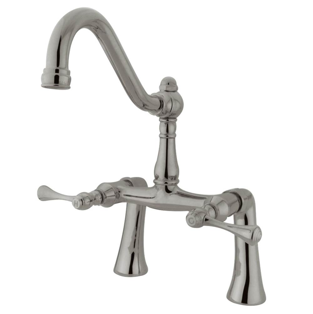 Kingston Brass Restoration 7-Inch Center Deck Mount Clawfoot Tub Faucet, Brushed Nickel