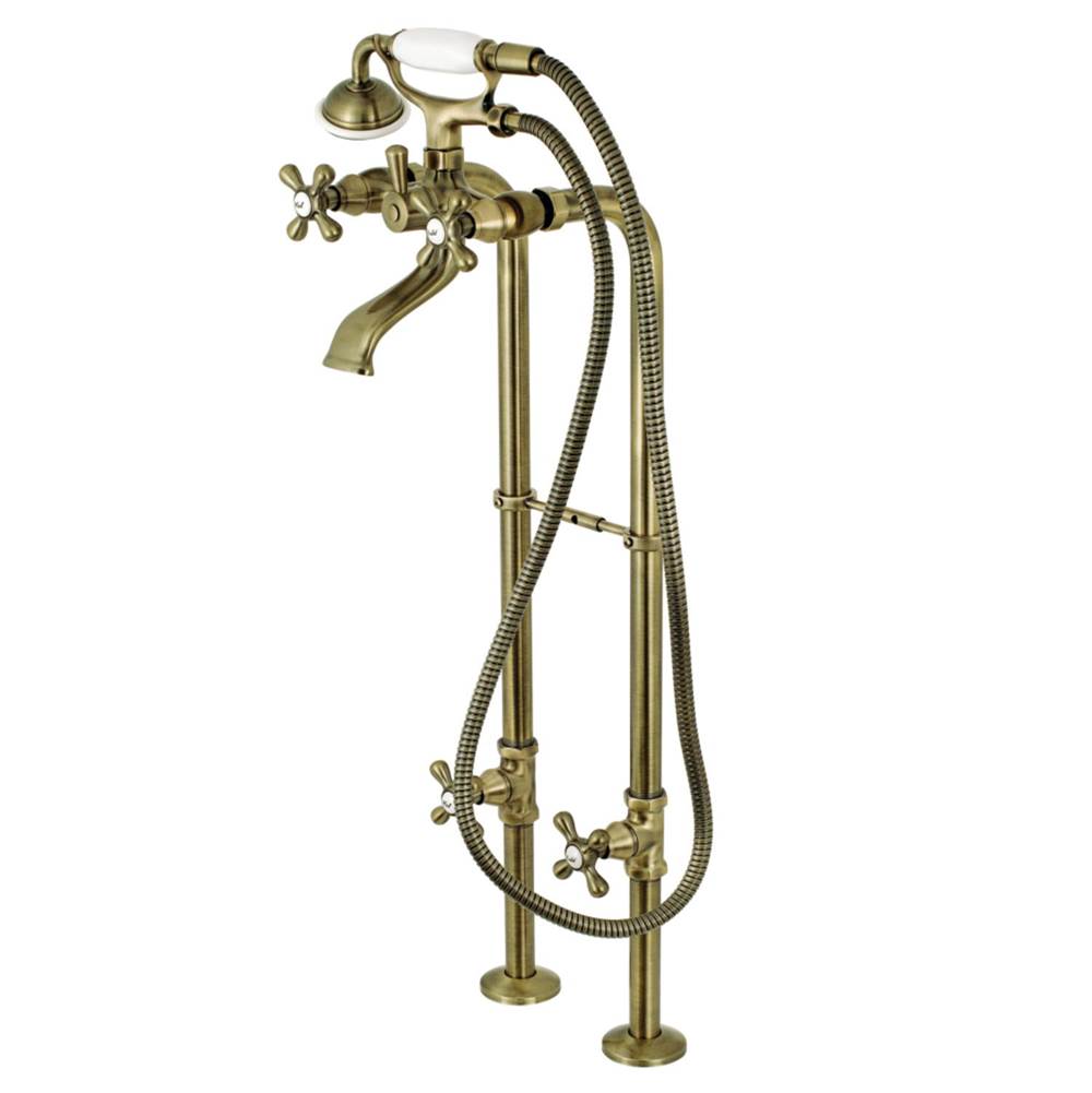 Kingston Brass Kingston Freestanding Tub Faucet with Supply Line and Stop Valve, Antique Brass