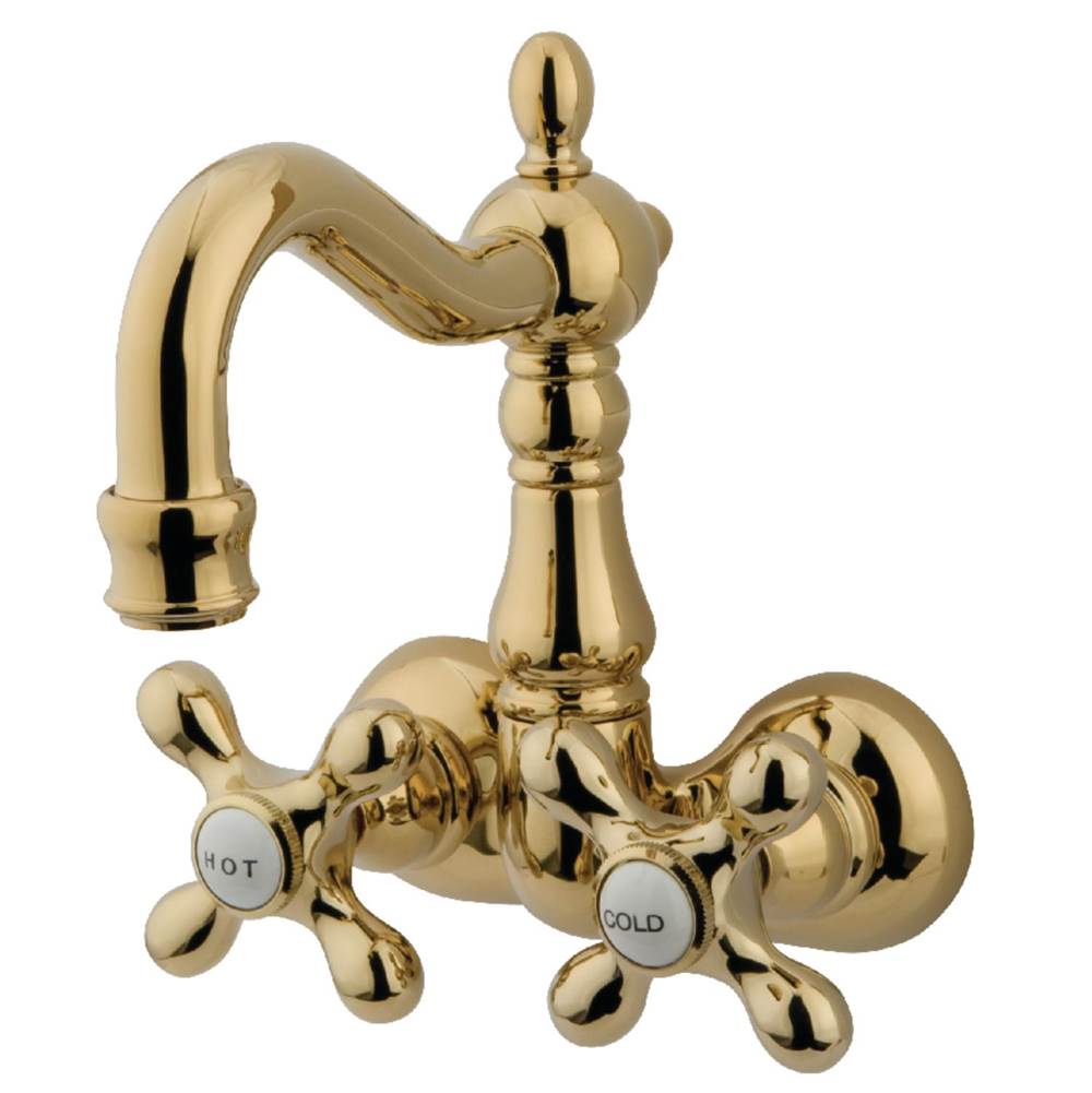 Kingston Brass Vintage 3-3/8-Inch Wall Mount Tub Faucet, Polished Brass