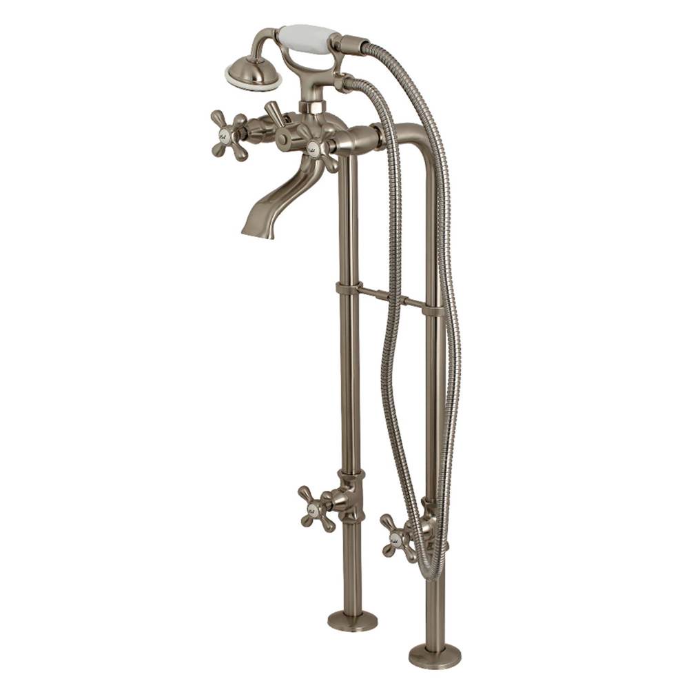 Kingston Brass Kingston Freestanding Tub Faucet with Supply Line and Stop Valve, Brushed Nickel