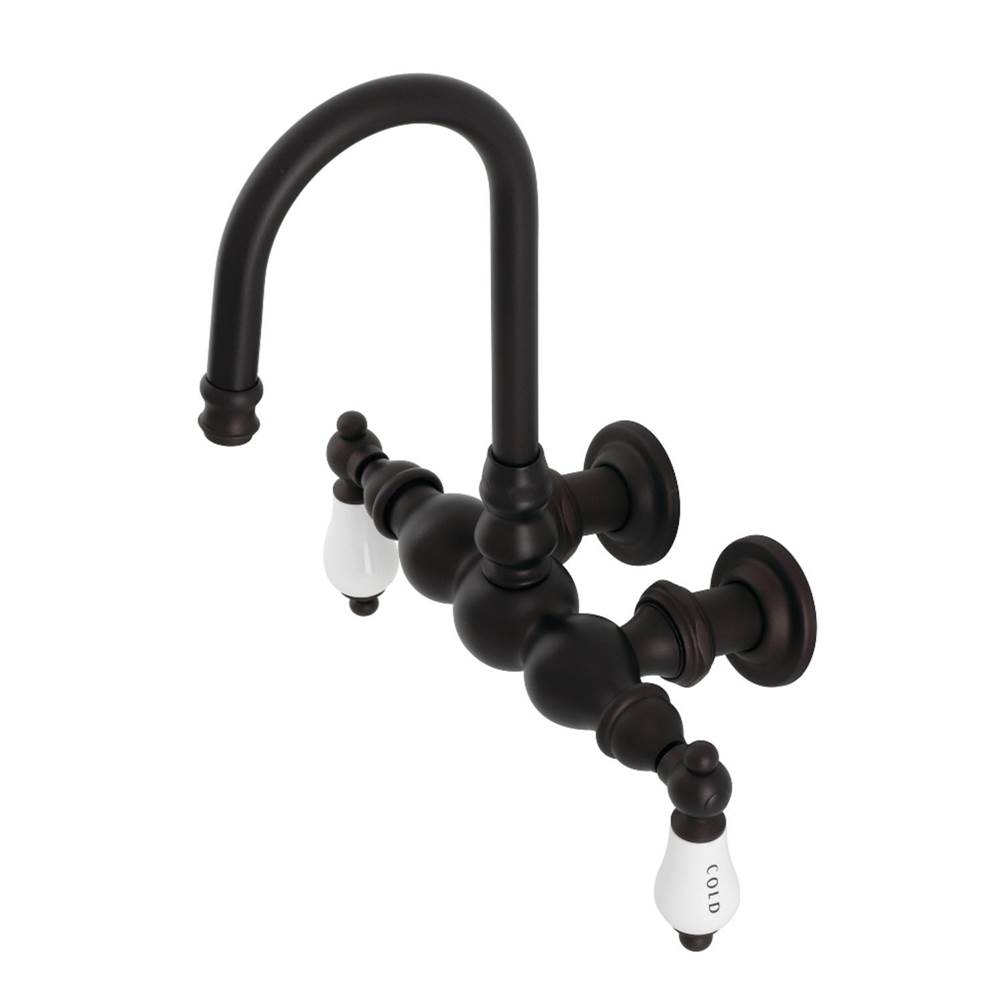 Kingston Brass Vintage 3-3/8'' Tub Wall Mount Clawfoot Tub Faucet, Oil Rubbed Bronze