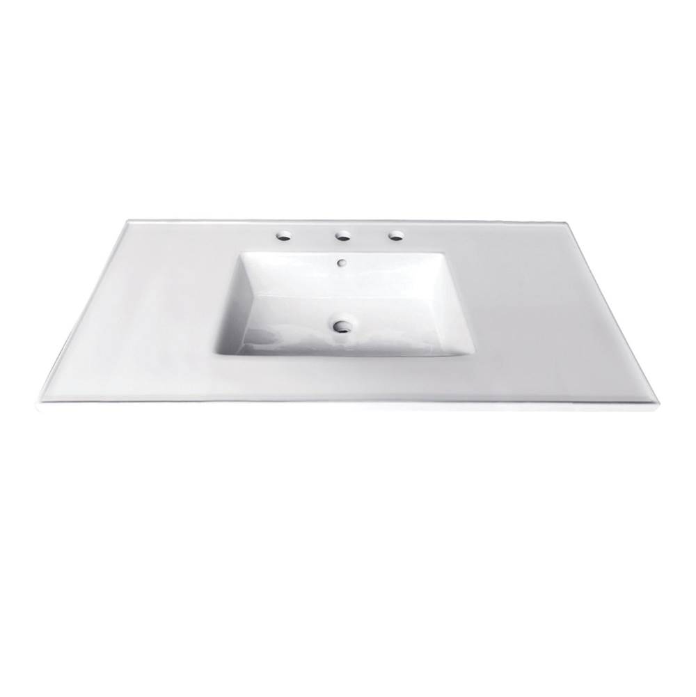 Kingston Brass Fauceture Continental 37-Inch Ceramic Vanity Top, 8-Inch, 3-Hole, White