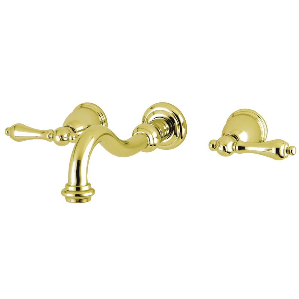 Kingston Brass Vintage 2-Handle Wall Mount Bathroom Faucet, Polished Brass