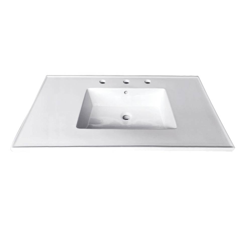 Kingston Brass Fauceture Continental 31-Inch Ceramic Vanity Top, 8-Inch, 3-Hole, White
