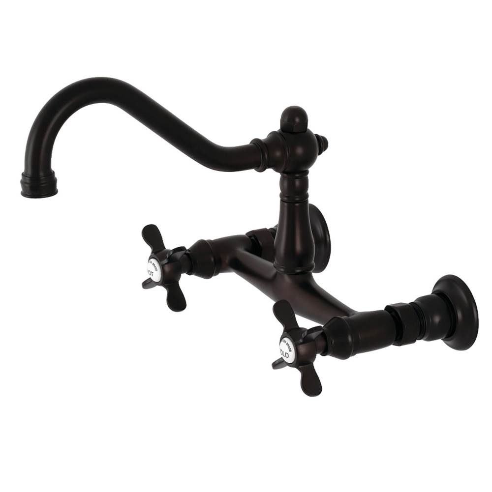 Kingston Brass 8'' Center Wall Mount Bathroom Faucet, Oil Rubbed Bronze