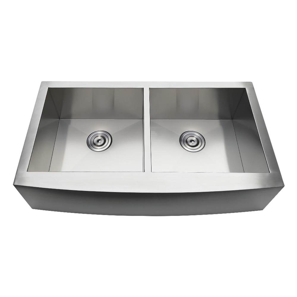 Kingston Brass Gourmetier Drop-In Stainless Steel Double Bowl Farmhouse Kitchen Sink, Brushed