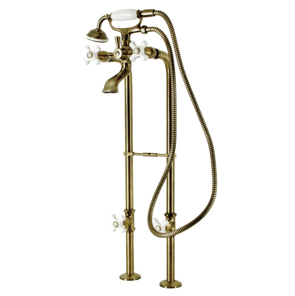 Kingston Brass Kingston Brass CCK266PXK3 Kingston Freestanding Clawfoot Tub Faucet Package with Supply Line, Antique Brass