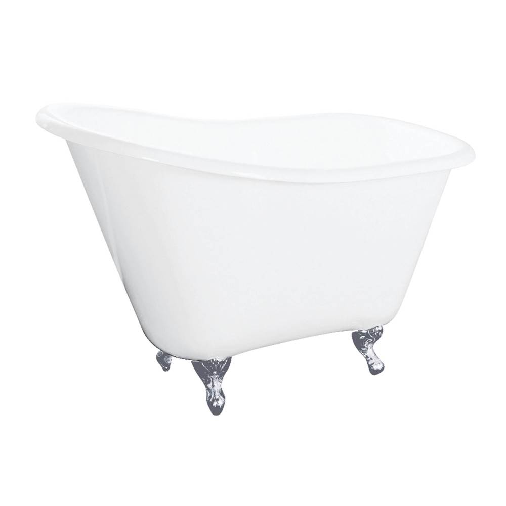Kingston Brass Aqua Eden 51-Inch Cast Iron Slipper Clawfoot Tub without Faucet Drillings, White/Polished Chrome