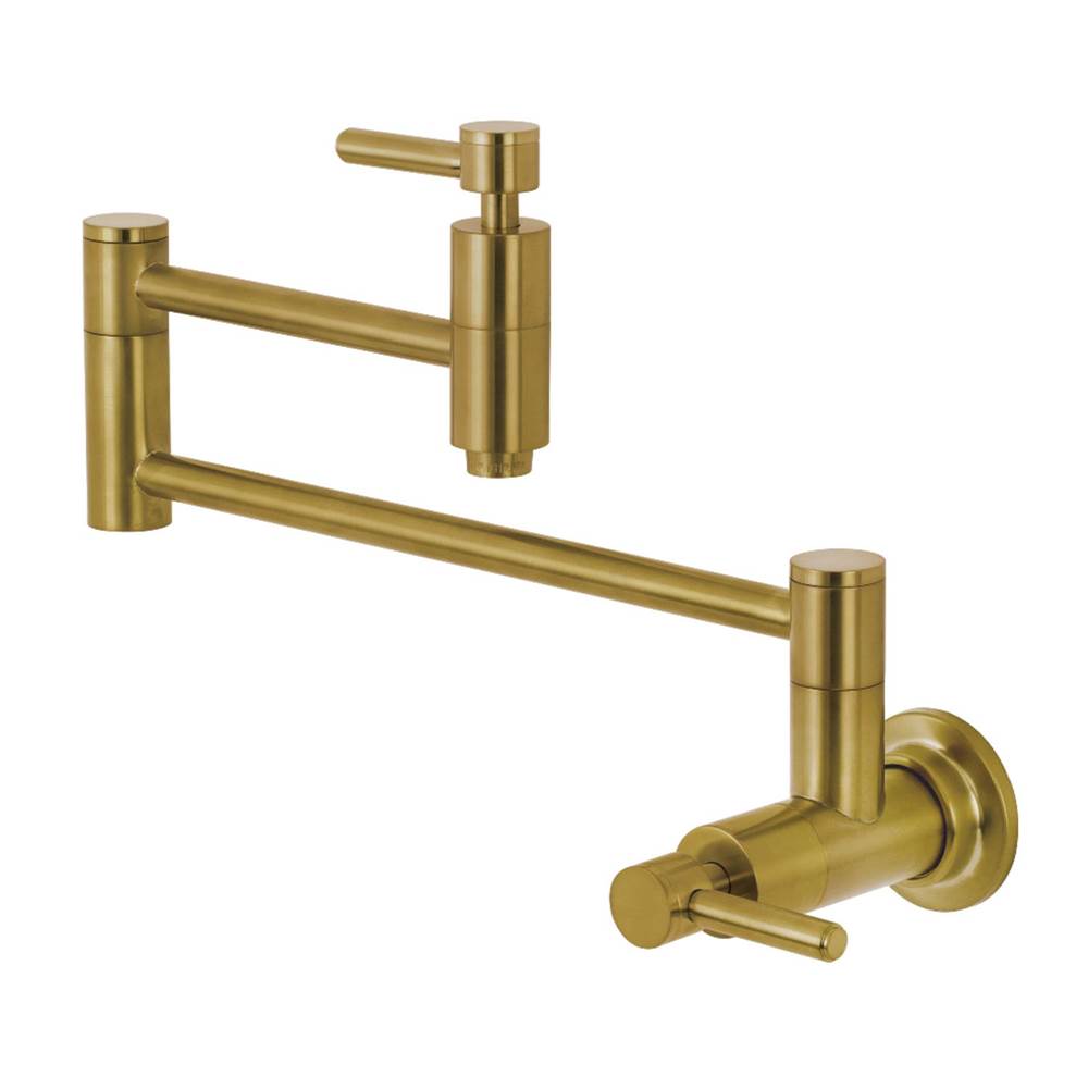 Kingston Brass Concord Wall Mount Pot Filler Kitchen Faucet, Brushed Brass
