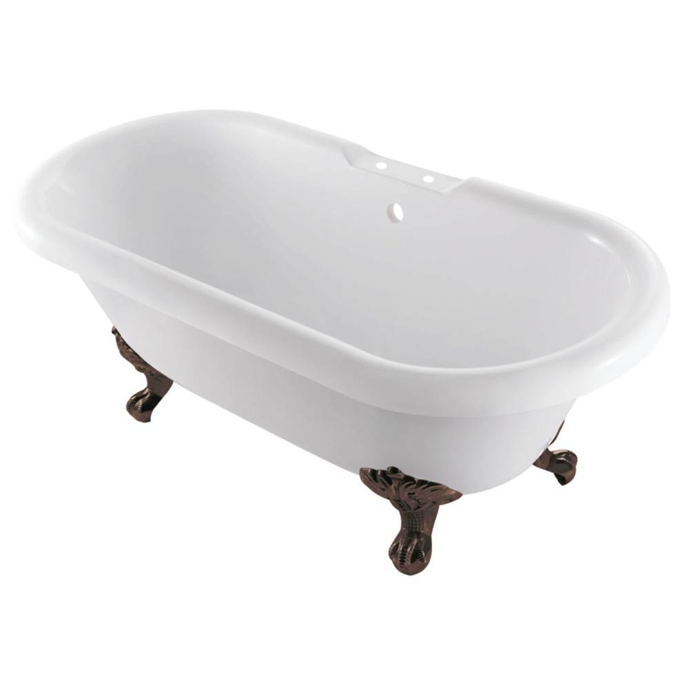 Kingston Brass Aqua Eden VT7DS672924JNH5 67-Inch Acrylic Clawfoot Tub with 7-Inch Faucet Drillings, White/Oil Rubbed Bronze