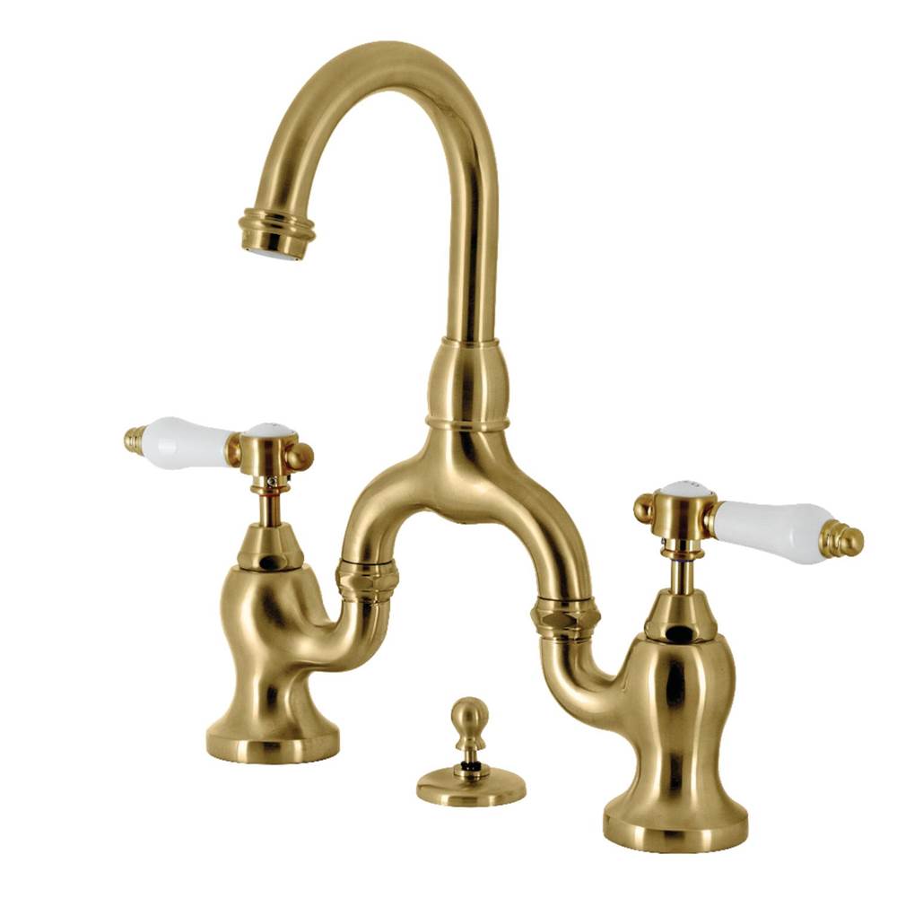 Kingston Brass Kingston Brass KS7997BPL Bel-Air Bridge Bathroom Faucet with Brass Pop-Up, Brushed Brass