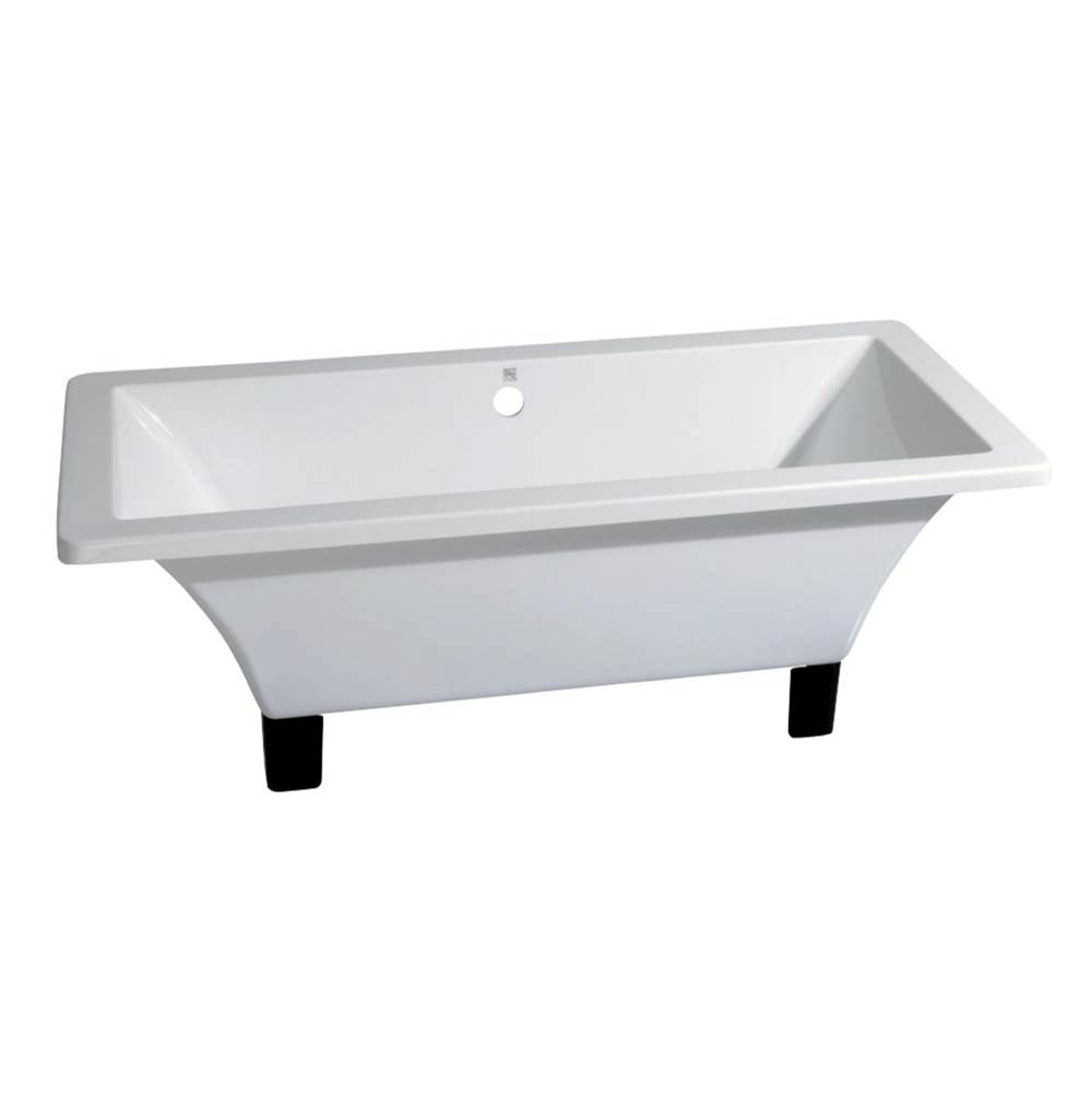 Kingston Brass Aqua Eden 67-Inch Acrylic Double Ended Clawfoot Tub (No Faucet Drillings), White/Oil Rubbed Bronze