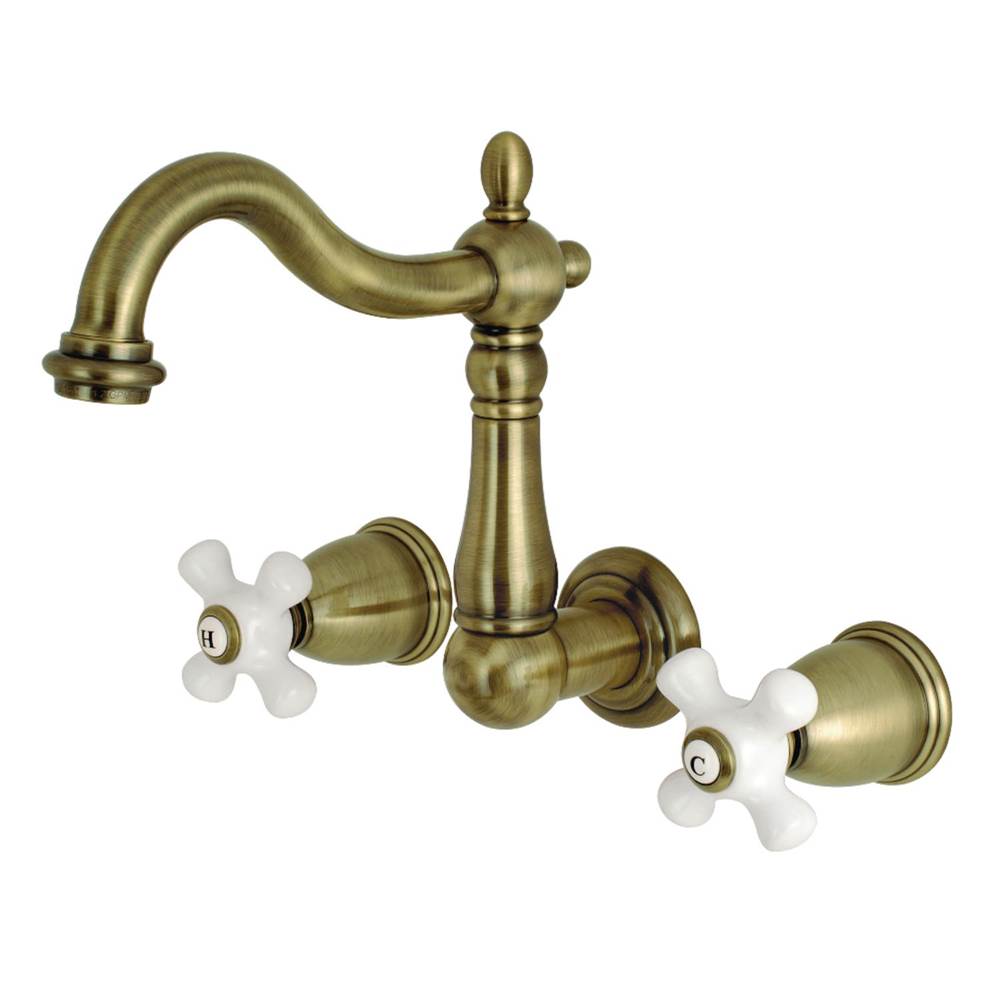 Kingston Brass 8-Inch Center Wall Mount Bathroom Faucet, Antique Brass