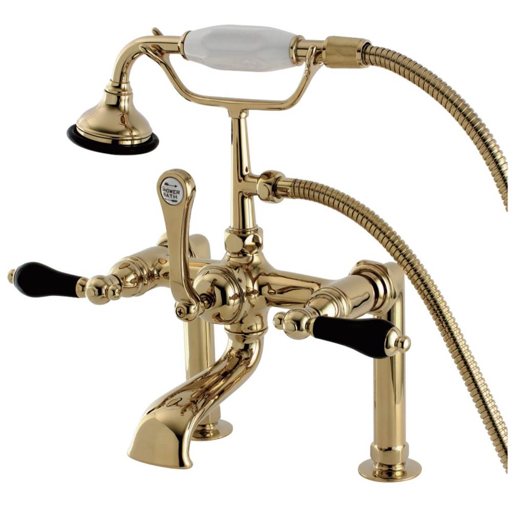 Kingston Brass Aqua Vintage Duchess Deck Mount Clawfoot Tub Faucet, Polished Brass