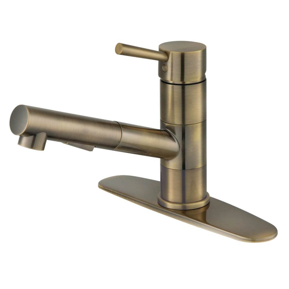 Kingston Brass Gourmetier LS84DLAB Concord Single-Handle Pull-Out Kitchen Faucet, Antique Brass