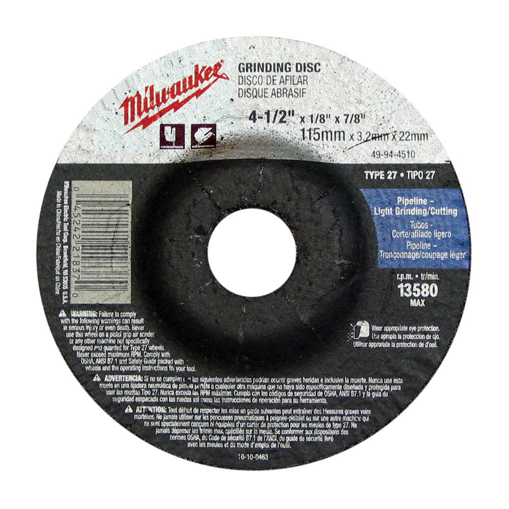 Milwaukee Tool Grinding Disc 4-1/2 X 1/8 X 7/8