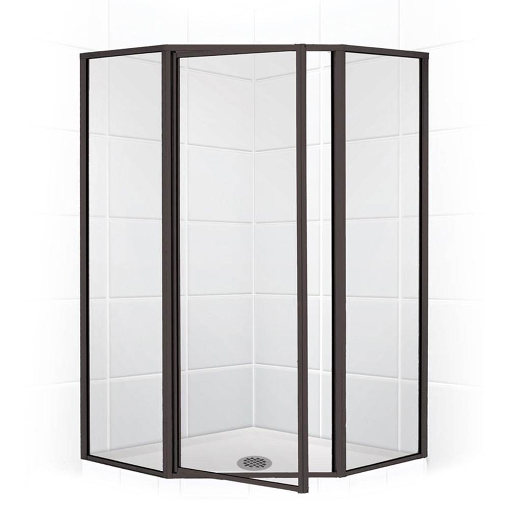 Mustee And Sons Neo Angle Shower Enclosure with Clear Glass, 36'', Oil Rub Bronze
