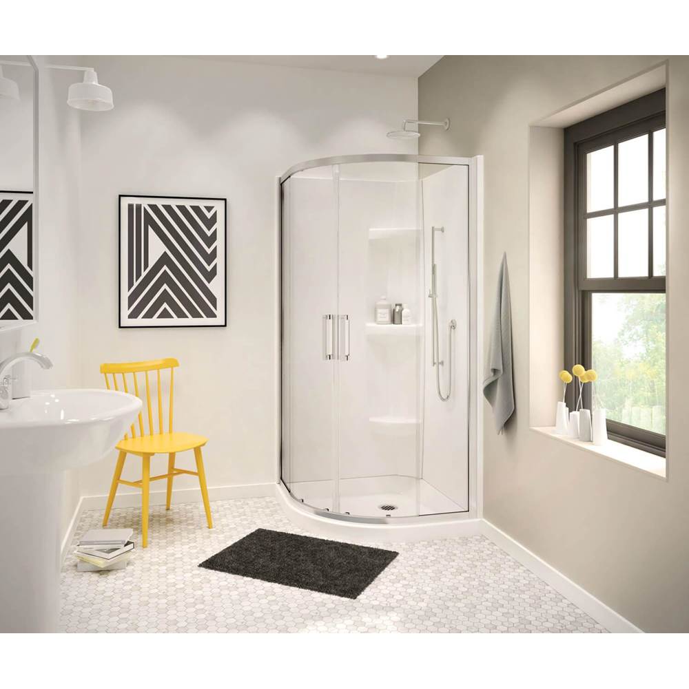 Maax Neo-Round Base 40 3 in. 40 x 40 Acrylic Corner Left or Right Shower Base with Corner Drain in White