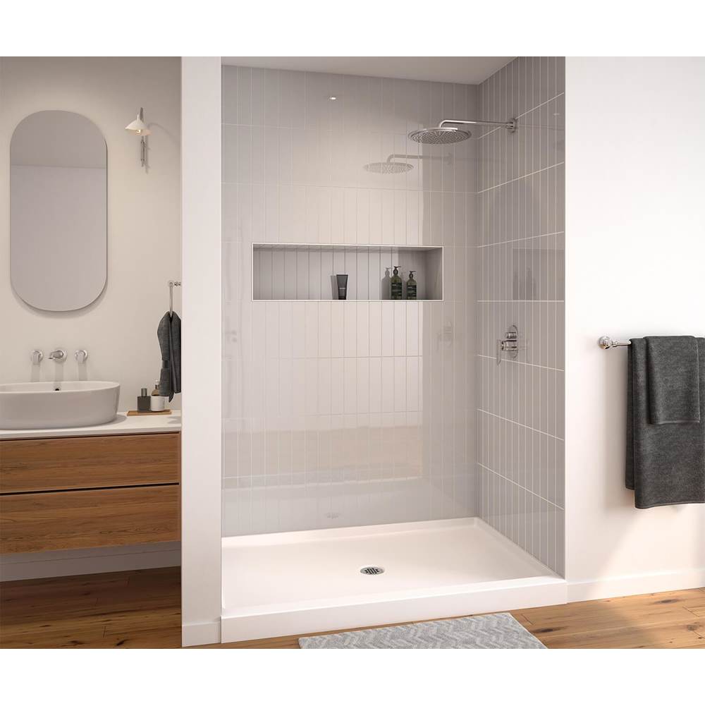 Maax SPL 3860 AcrylX Alcove Shower Base with Center Drain in White