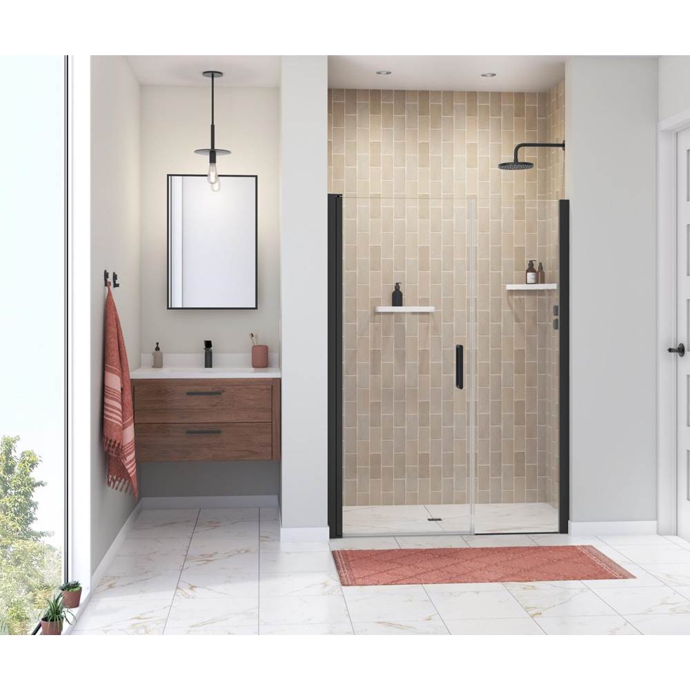 Maax Manhattan 51-53 x 68 in. 6 mm Pivot Shower Door for Alcove Installation with Clear glass & Round Handle in Matte Black