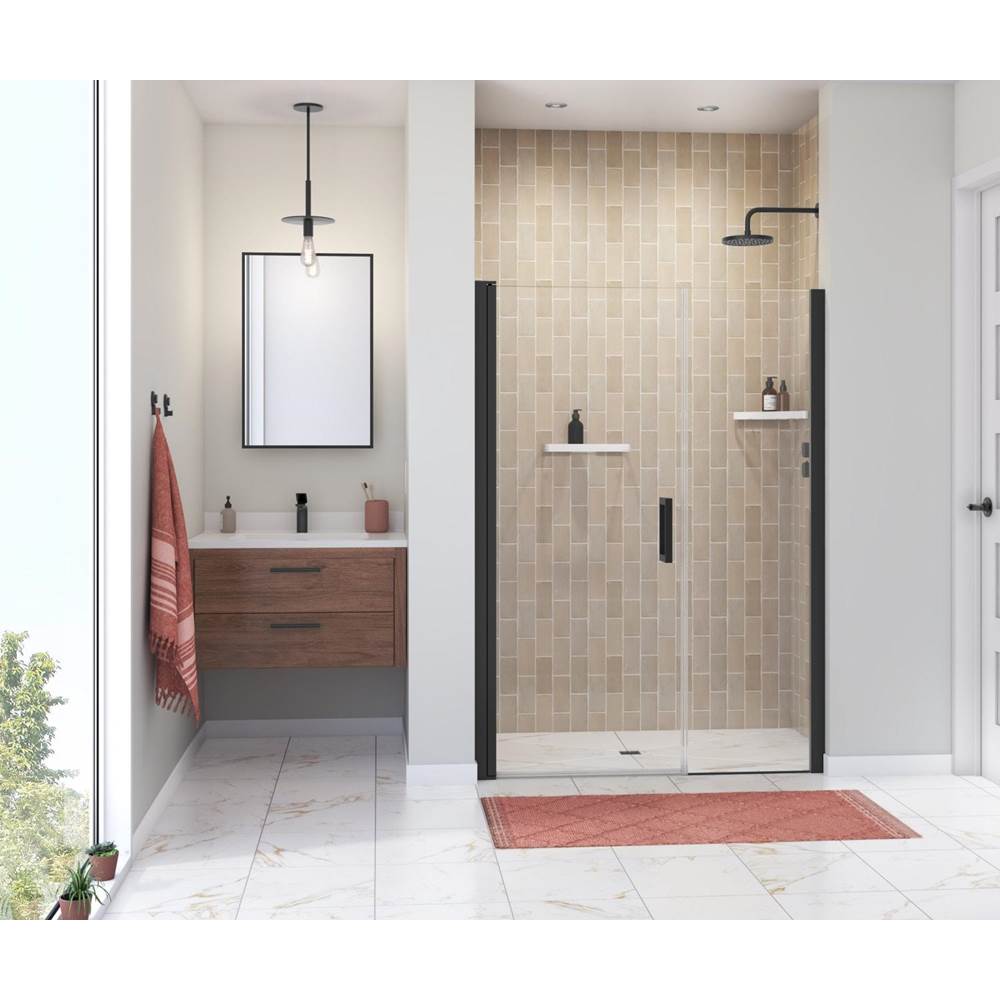 Maax Manhattan 51-53 x 68 in. 6 mm Pivot Shower Door for Alcove Installation with Clear glass & Square Handle in Matte Black