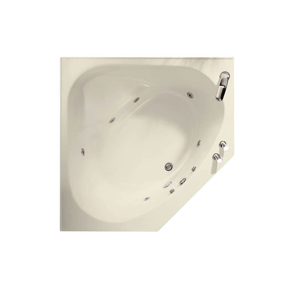 Maax Tandem 5454 Acrylic Corner Center Drain Bathtub in Bone