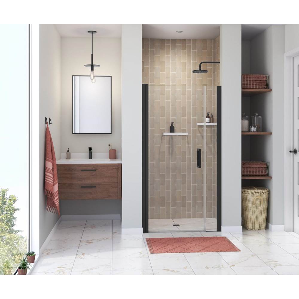 Maax Manhattan 35-37 x 68 in. 6 mm Pivot Shower Door for Alcove Installation with Clear glass & Square Handle in Matte Black
