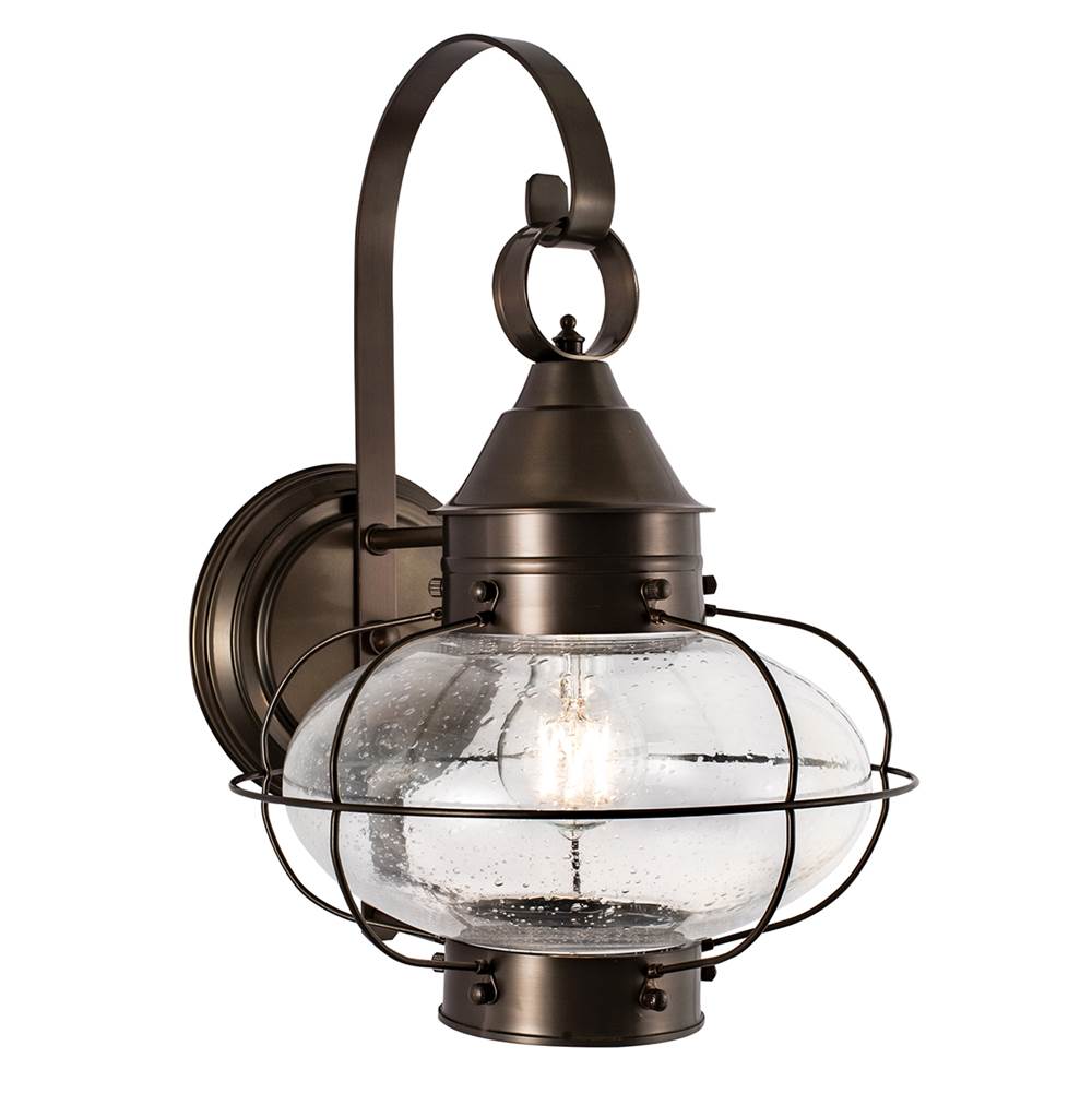 Norwell Cottage Onion Outdoor Wall Light - Bronze with Seeded Glass