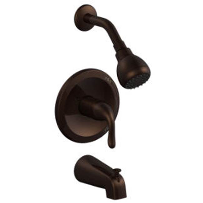 OmniPro Oil Rubbed Bronze T/S Trim Only Slip On Div Spout, Metal Lever Hndl, Decorative Shower Head, JOB Pack