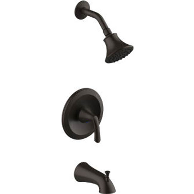 OmniPro Single Handle Oil Rubbed Bronze Tub & Shower Trim Only, Metal Slip On Diverter Spout, Metal Lever Handle, Showerhead With Brass Ball Joint, Less Rough