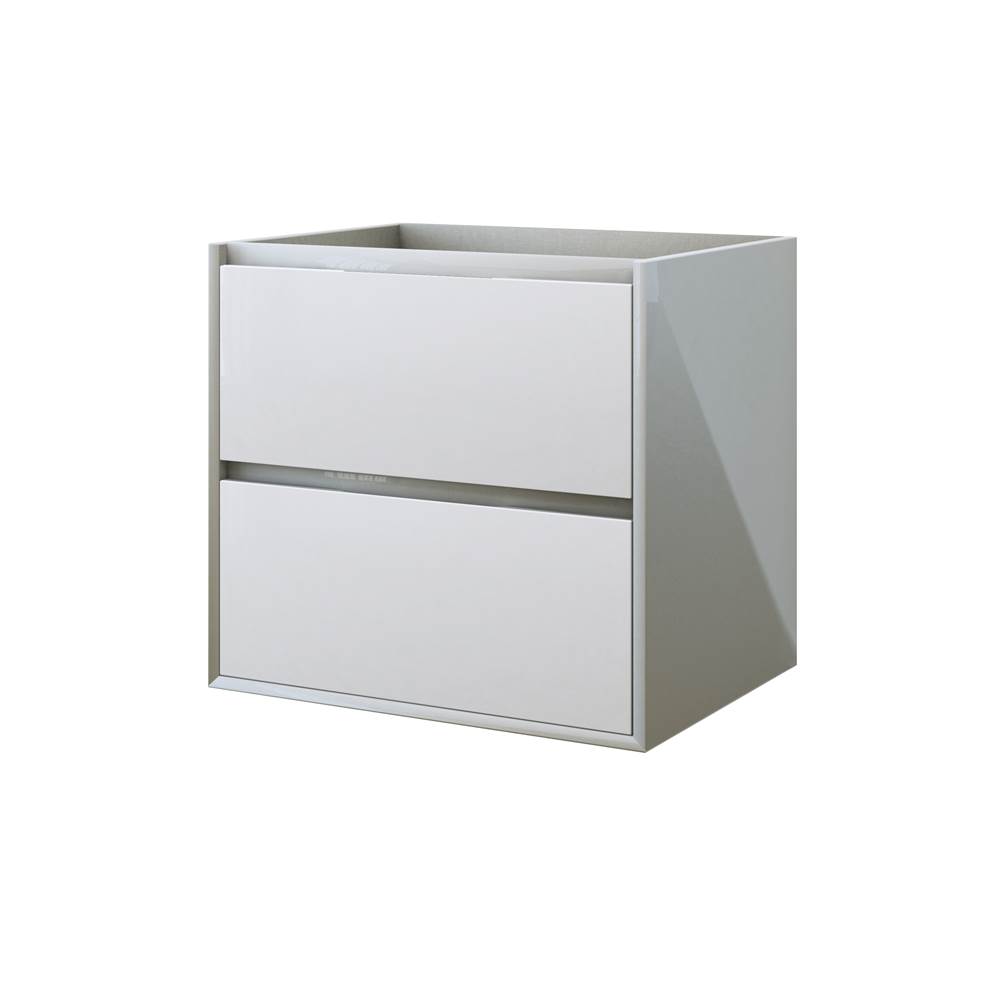Sapphire Bath 23.6'' Glass Collection Base Cabinet White Glossy W/ (2 Drawers)