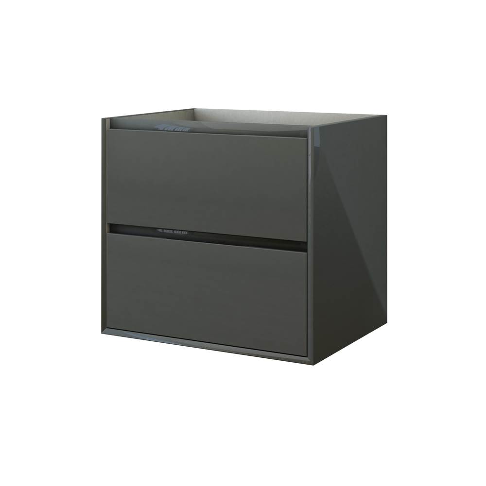 Sapphire Bath 23.6'' Glass Collection Base Cabinet Anthracite W/ (2 Drawers)