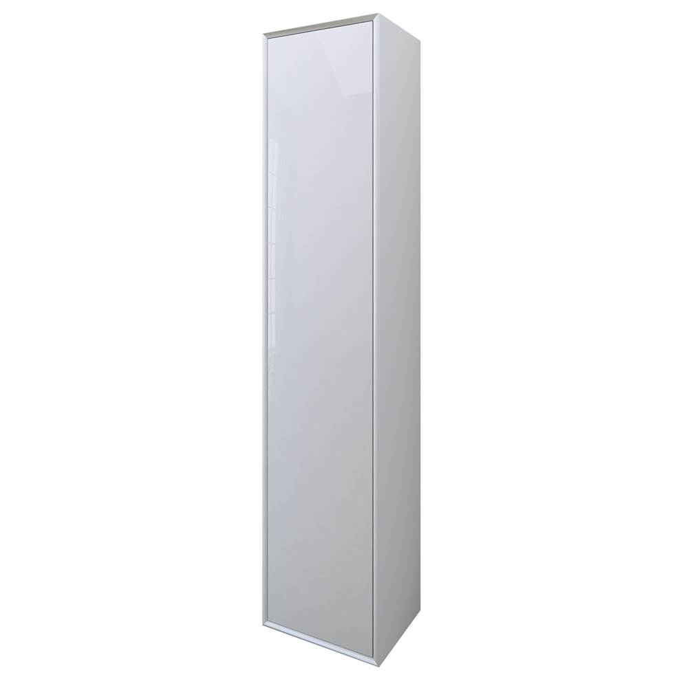 Sapphire Bath 13.8''W x 63''H Glass Collection Linen Cabinet White Glossy