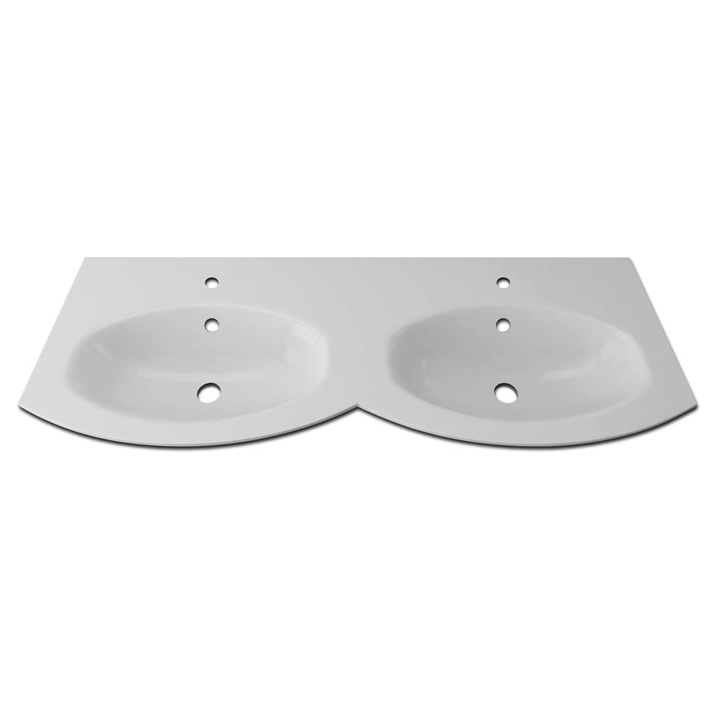 Sapphire Bath 54.3'' Integrated Double Resin Sink White
