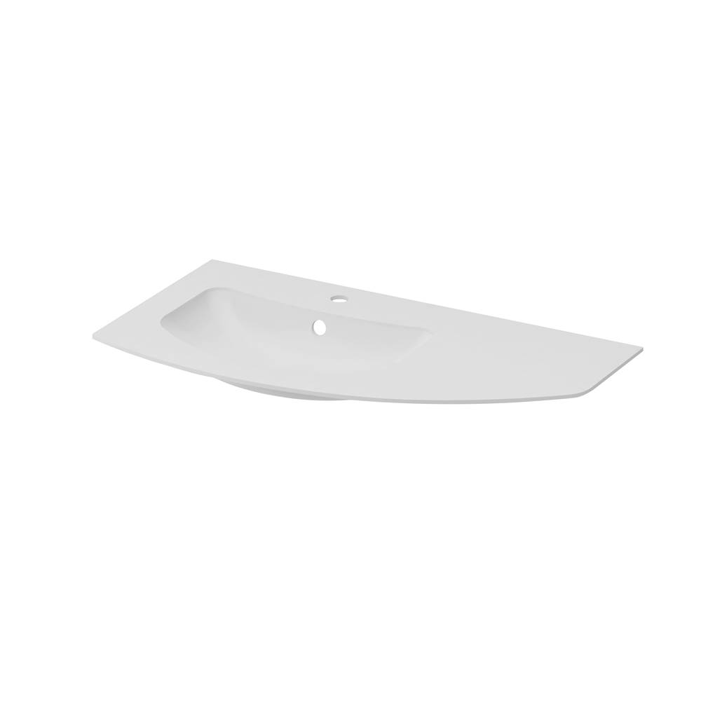 Sapphire Bath 35.8''W x 0.3''H x 19.3''D Soho Collection Solid surface Integrated Left Side Sink Matte White
