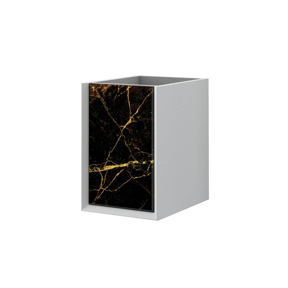 Sapphire Bath 14.5''W x 18.9''H Bellagio Collection BlackandGold  Stone Single Base Cabinet W/ door in Marbled Glass
