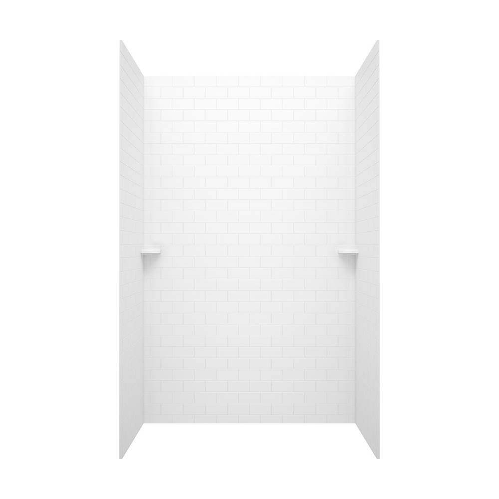Swan STMK96-3636 36 x 36 x 96 Swanstone® Classic Subway Tile Glue up Shower Wall Kit in White