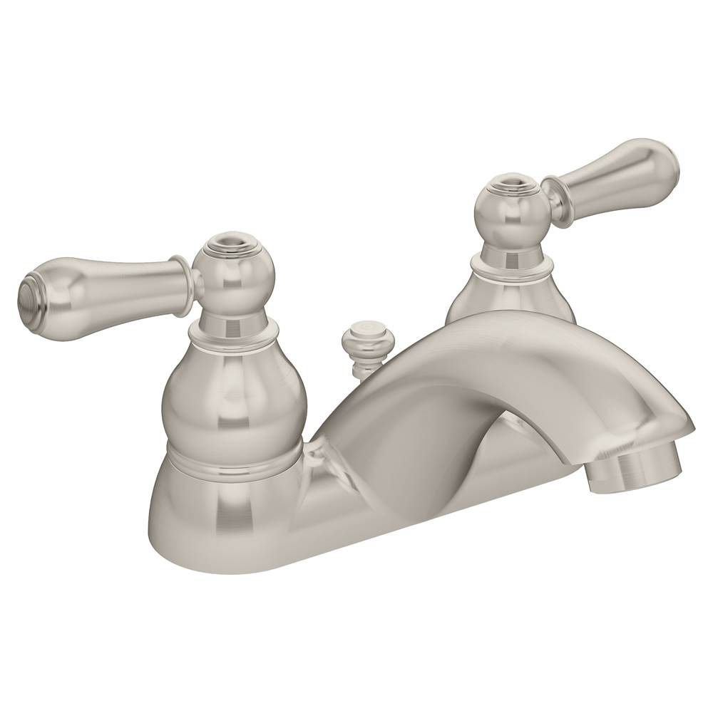 Symmons Allura 4 in. Centerset 2-Handle Bathroom Faucet with Drain Assembly in Satin Nickel (1.5 GPM)