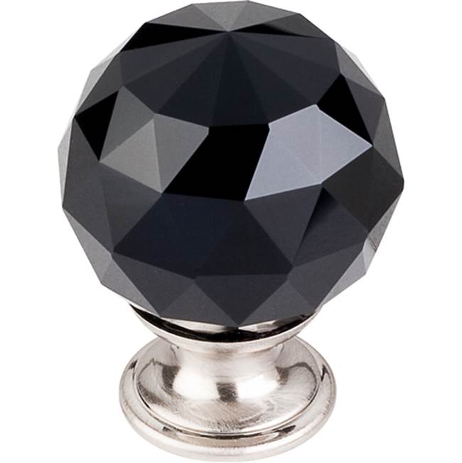 Top Knobs Black Crystal Knob 1 3/8 Inch Brushed Satin Nickel Base